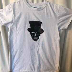 Tee: Skull Awesome Goth With Top Hat Tee Used Small